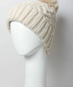 Leto Accessories Thermal Lining Cable Knit Beanie