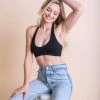 Leto Accessories Clothing, Accessories & Mens Black Solid Padded Halter Bralette