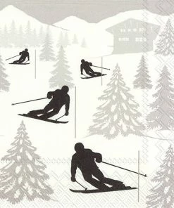 Boston International Kitchen & Bar Ski Holiday Christmas Paper Cocktail Napkin