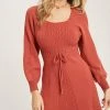 Bluivy Square Neck Sweater Dress Clothing