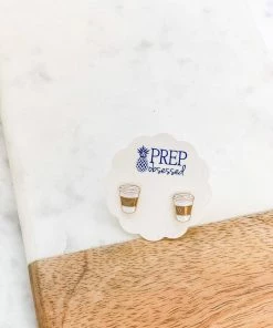 Prep Obsessed Wholesale Clothing, Accessories & Mens Coffee Cup Enamel Stud Earrings
