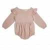 Babe Basics Blush Flutter Sleeve Linen Baby Romper