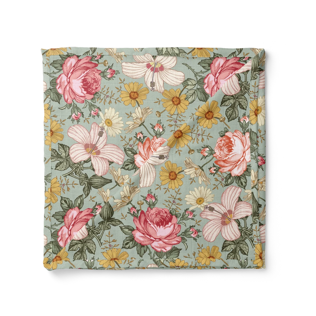 Cheap ❤️ Mini Scout, LLC Sea Foam Garden Floral Swaddle 😀 1 Mini Scout, LLC Sea Foam Garden Floral Swaddle