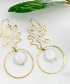 Red Giraffe Designs Abstract Crackle Quartz Earrings Clothing, Accessories & Mens