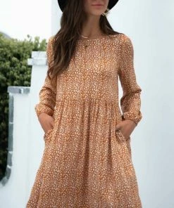 ESLEY Leopard Print Long Sleeves Woven Dress Clothing, Accessories & Mens