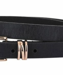 Most Wanted USA Clothing, Accessories & Mens Skinny Shimmer Leather Belt With Triple Holder Medium
