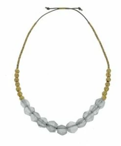 HomArt Clothing, Accessories & Mens Grey Seaglass Beaded Brass Necklace