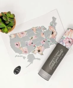 Suade Stationery Desk Size Romantic USA Scratch Your Travel Map 11"x8.5"